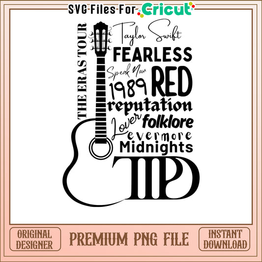 Taylor Swift Eras Tour Guitar Design, Premium PNG for Cricut