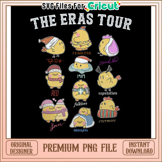 Taylor Swift The Eras Tour PNG File, Cute Chick Illustrations Design