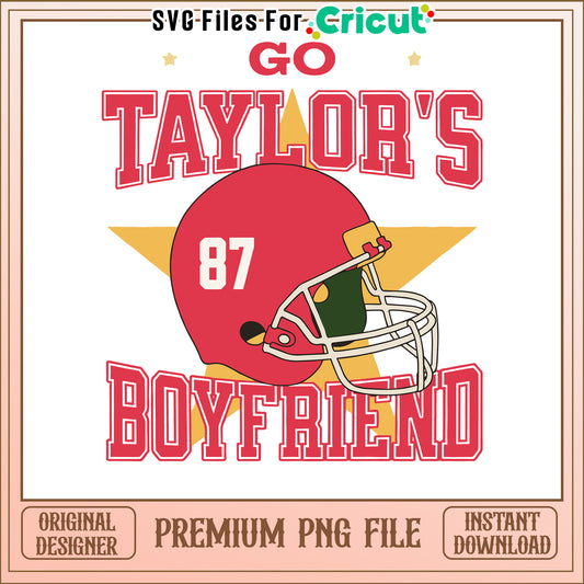 Taylor's Boyfriend Football Design for Cricut, Instant PNG Download