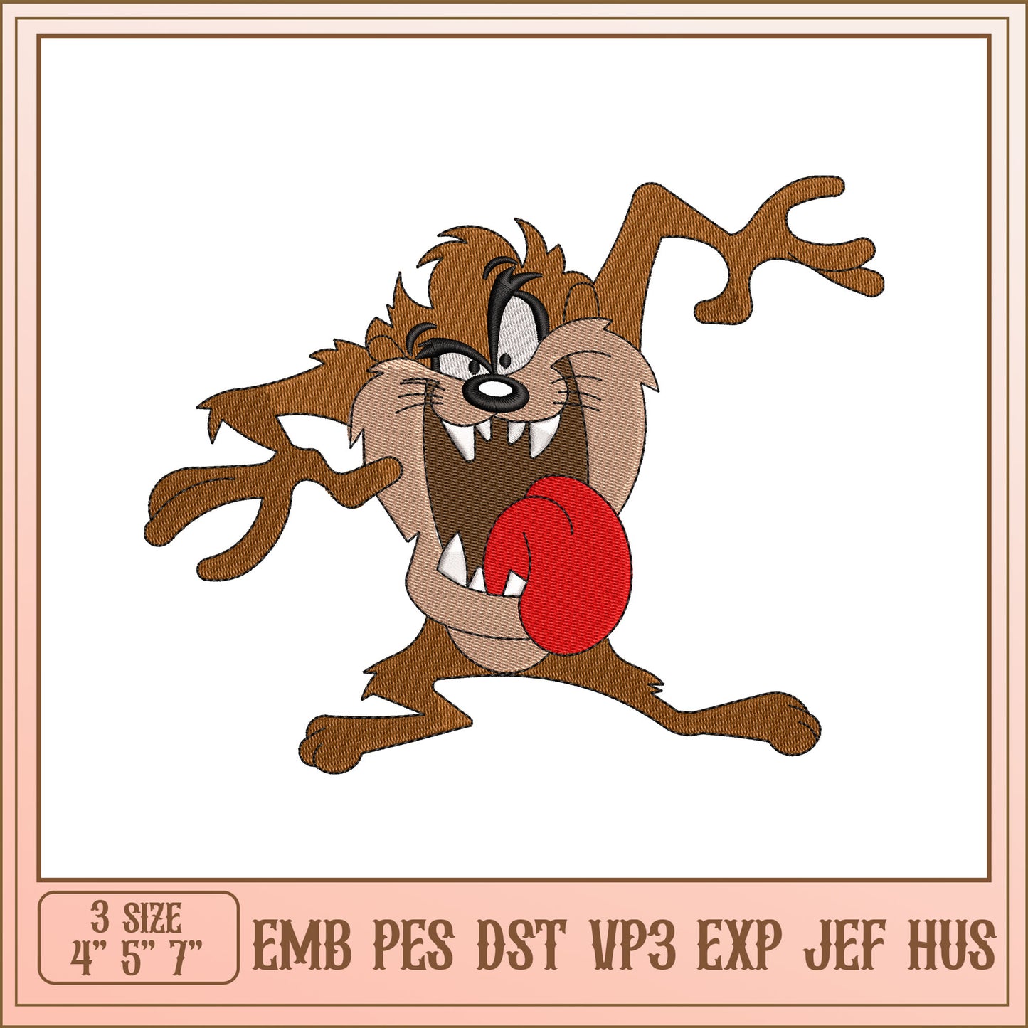 Taz Embroidery Design in Multiple Formats for Craft Projects