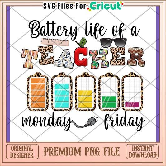 Teacher Battery Life PNG Design