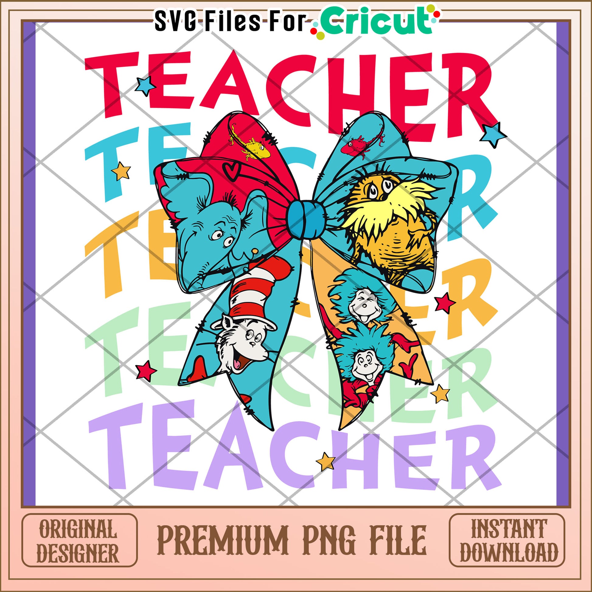 Teacher Bow PNG Seuss Design