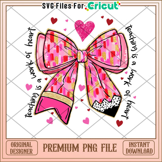Teacher Bow PNG Valentines Day Design