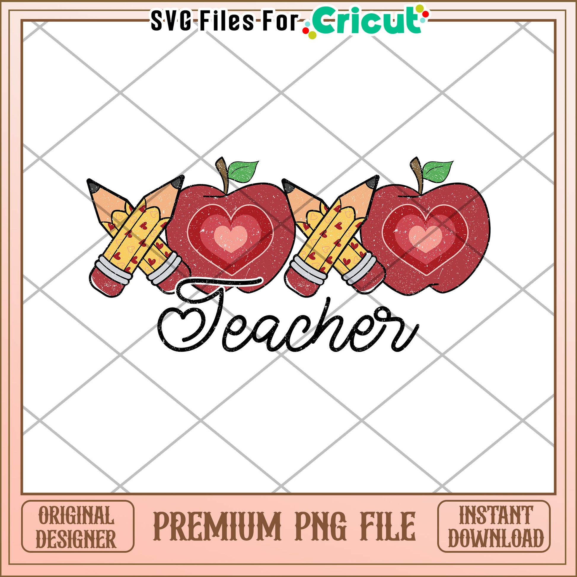 Teacher PNG Design Apples & Pencils