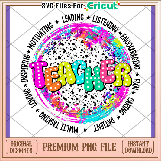 Teacher PNG Design Colorful, Instant Download