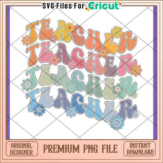 Teacher PNG Design Retro Flowers