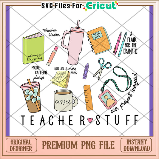 Teacher Stuff PNG Design Download