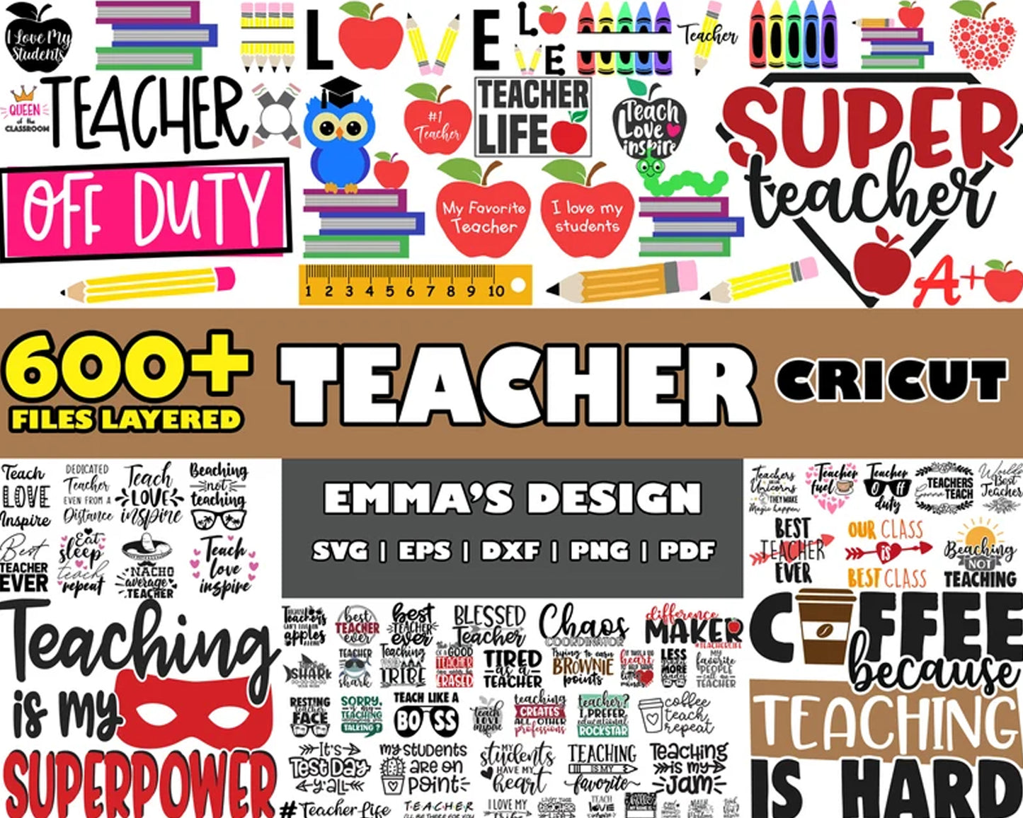 Super teacher design bundle svg, teacher life svg, teach love inspire svg