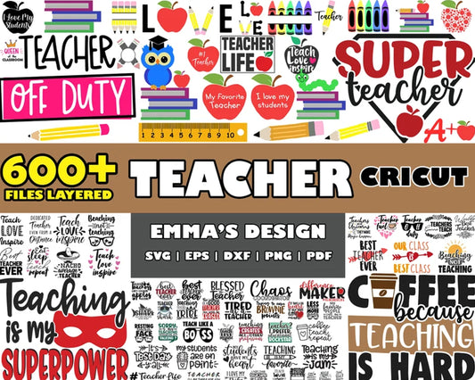 Super teacher design bundle svg, teacher life​ svg, teach love inspire​ svg