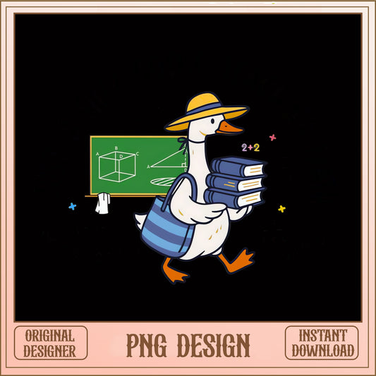 Teacher Duck PNG, Back To School Duck Sublimation, Cute Duck PNG