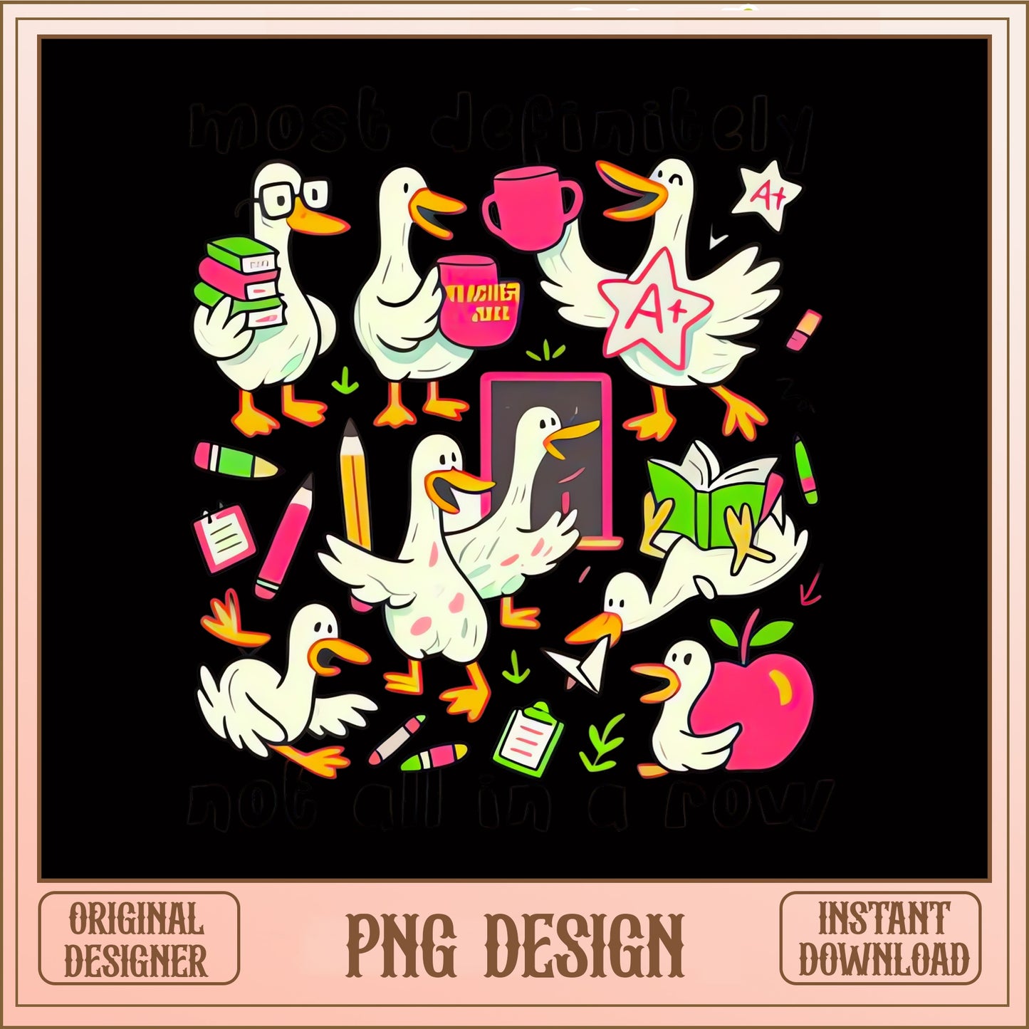 Teacher Duck PNG, Funny Duck Teacher Life, Back To School PNG