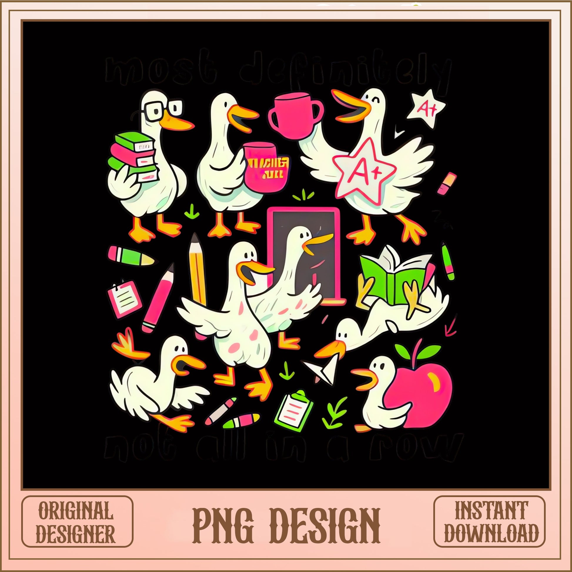 Teacher Duck PNG, Funny Duck Teacher Life, Back To School PNG