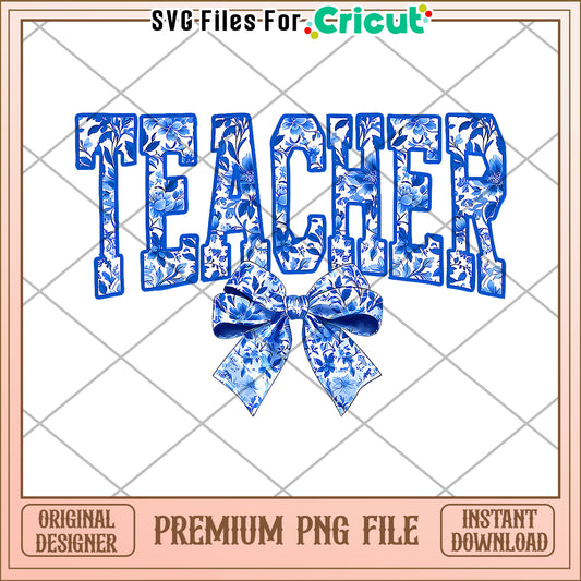 Teacher blue bowtie png, cute stationery design png, back to school items png