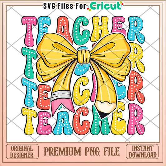 Teacher bowtie design png, back to school supplies​ png, cute design png