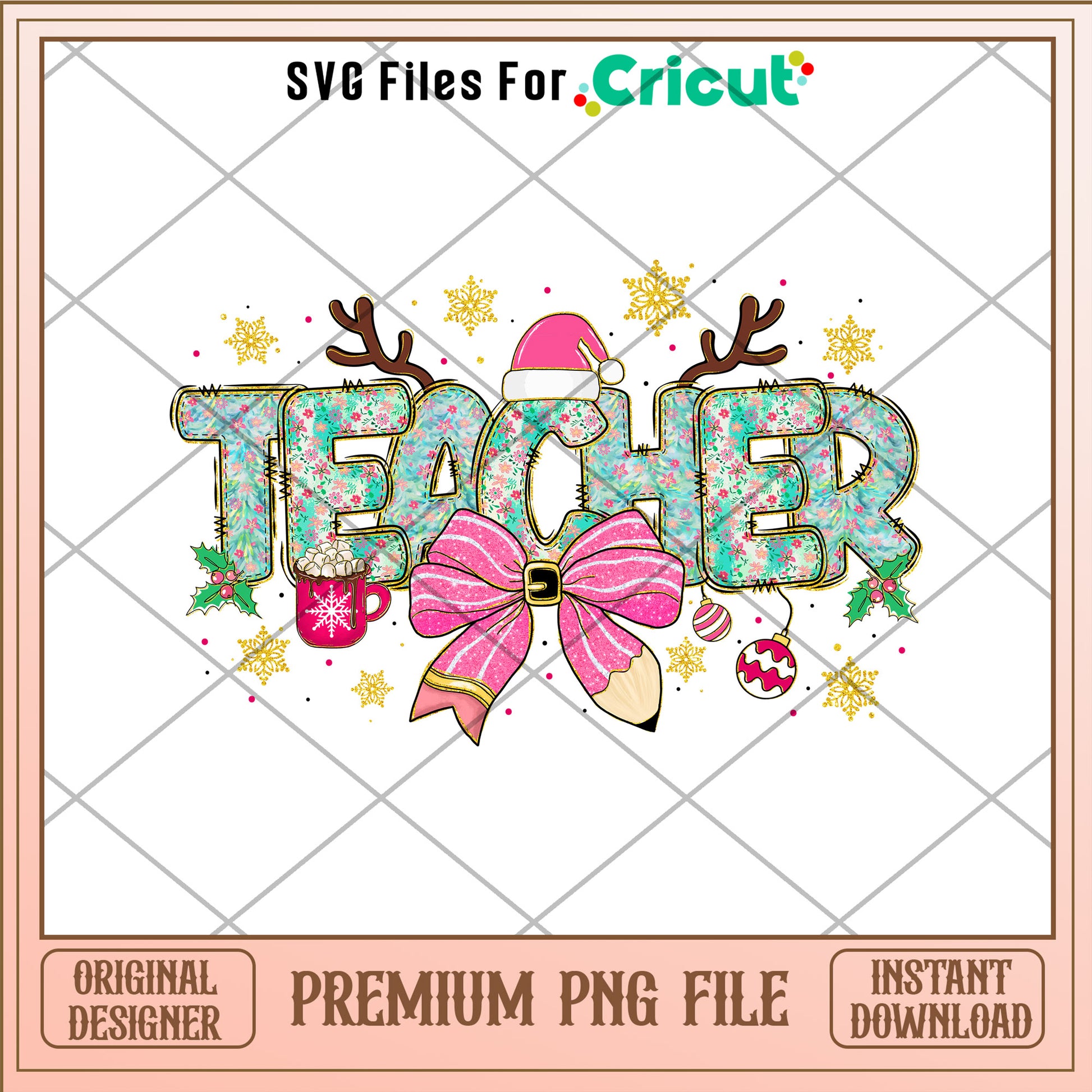 Teacher christmas design png, santa hat png, christmas png