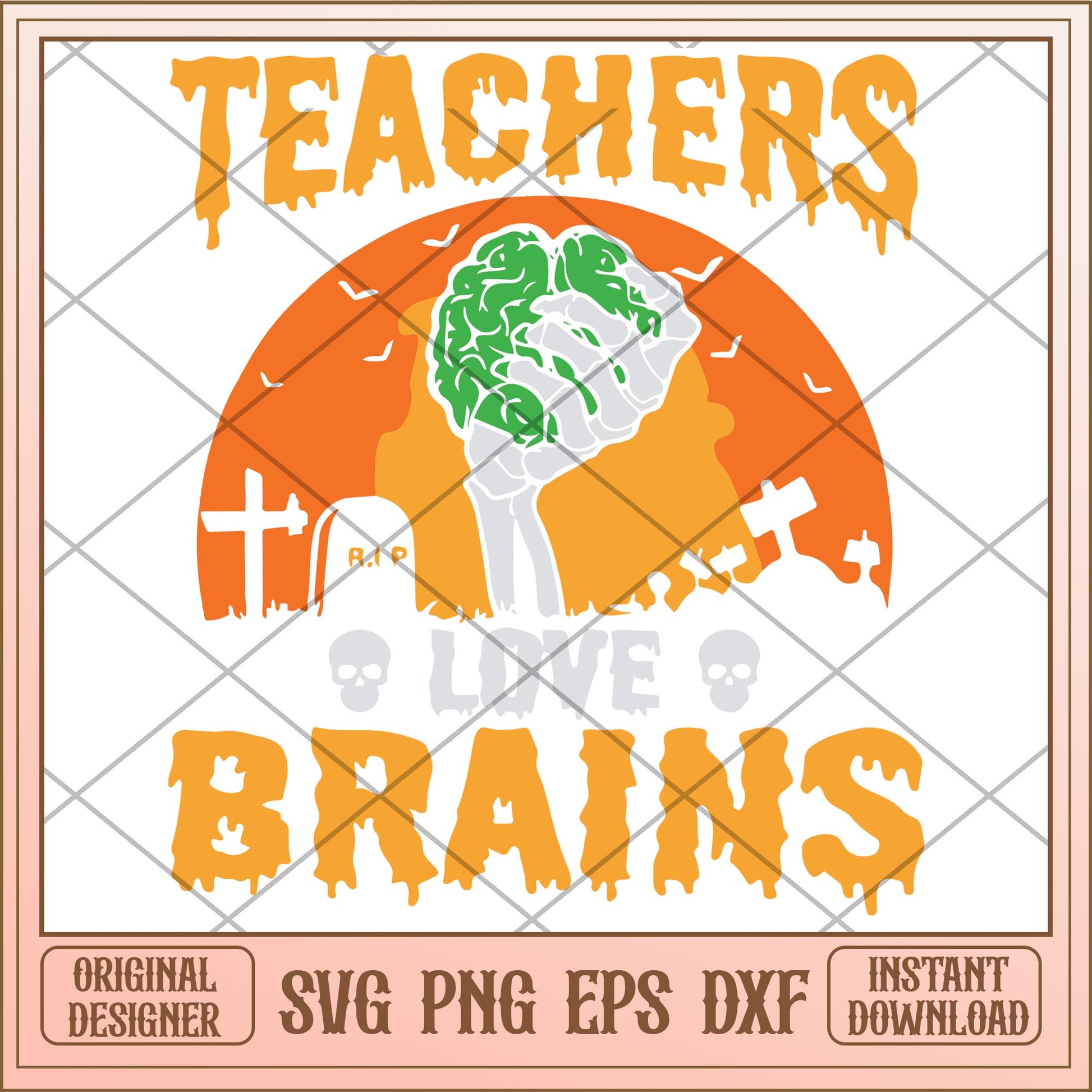 Teachers love brains halloween svg, Halloween characters svg, Digital Download