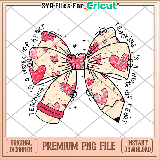 Teaching is a work of heart png, back to school supplies​ png, cute design png