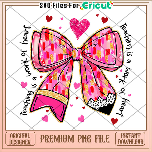 Teaching is a work of heart png, cute stationery design png, back to school items png