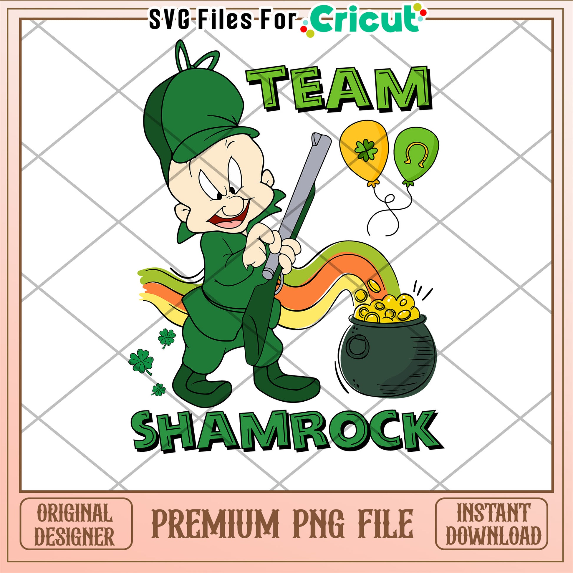 Team Shamrock Leprechaun PNG Cricut