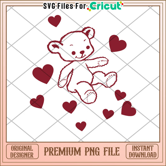 Teddy Bear Valentines PNG Cricut File