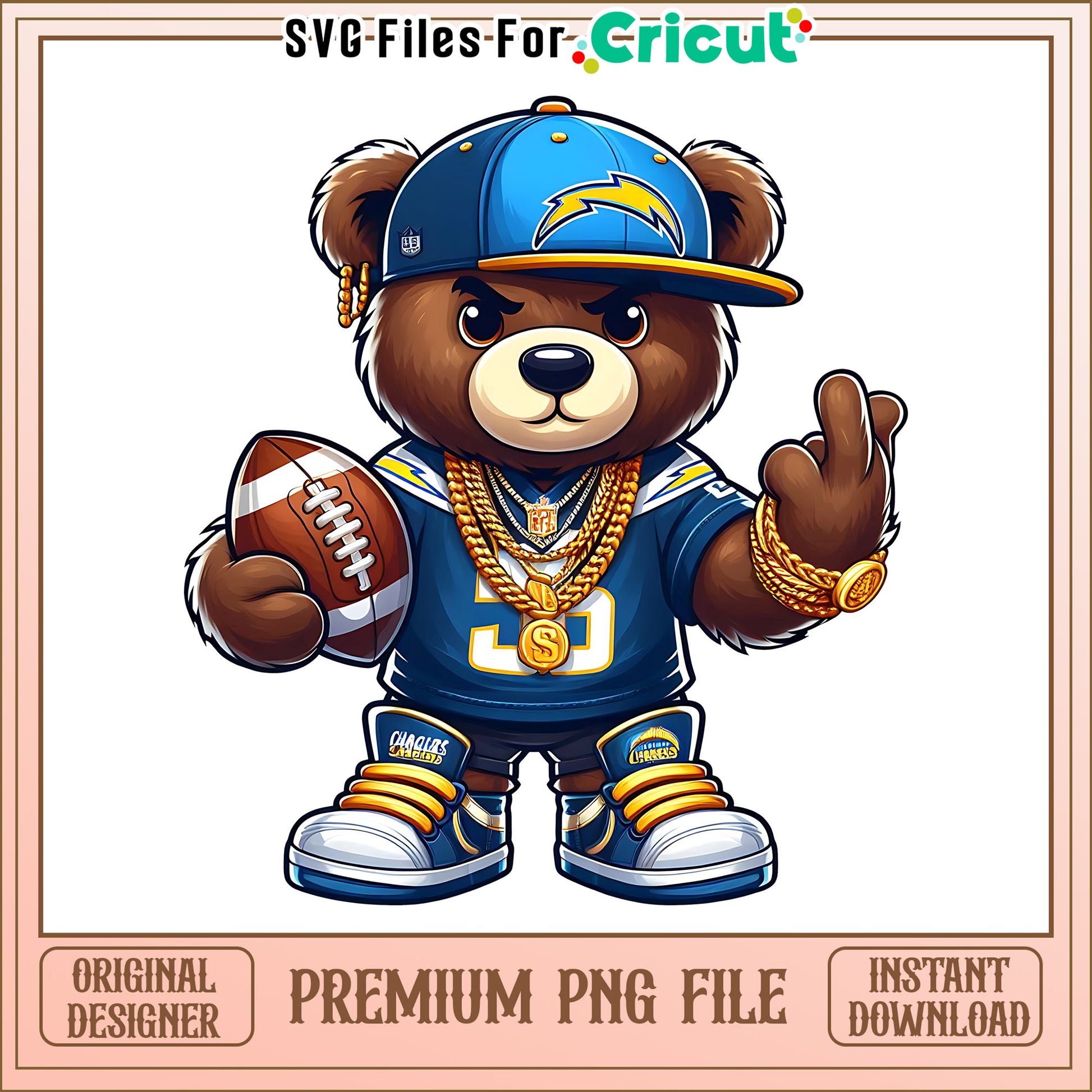 Teddy bear nfl team Chargers png, Los Angeles Chargers png, NFL png