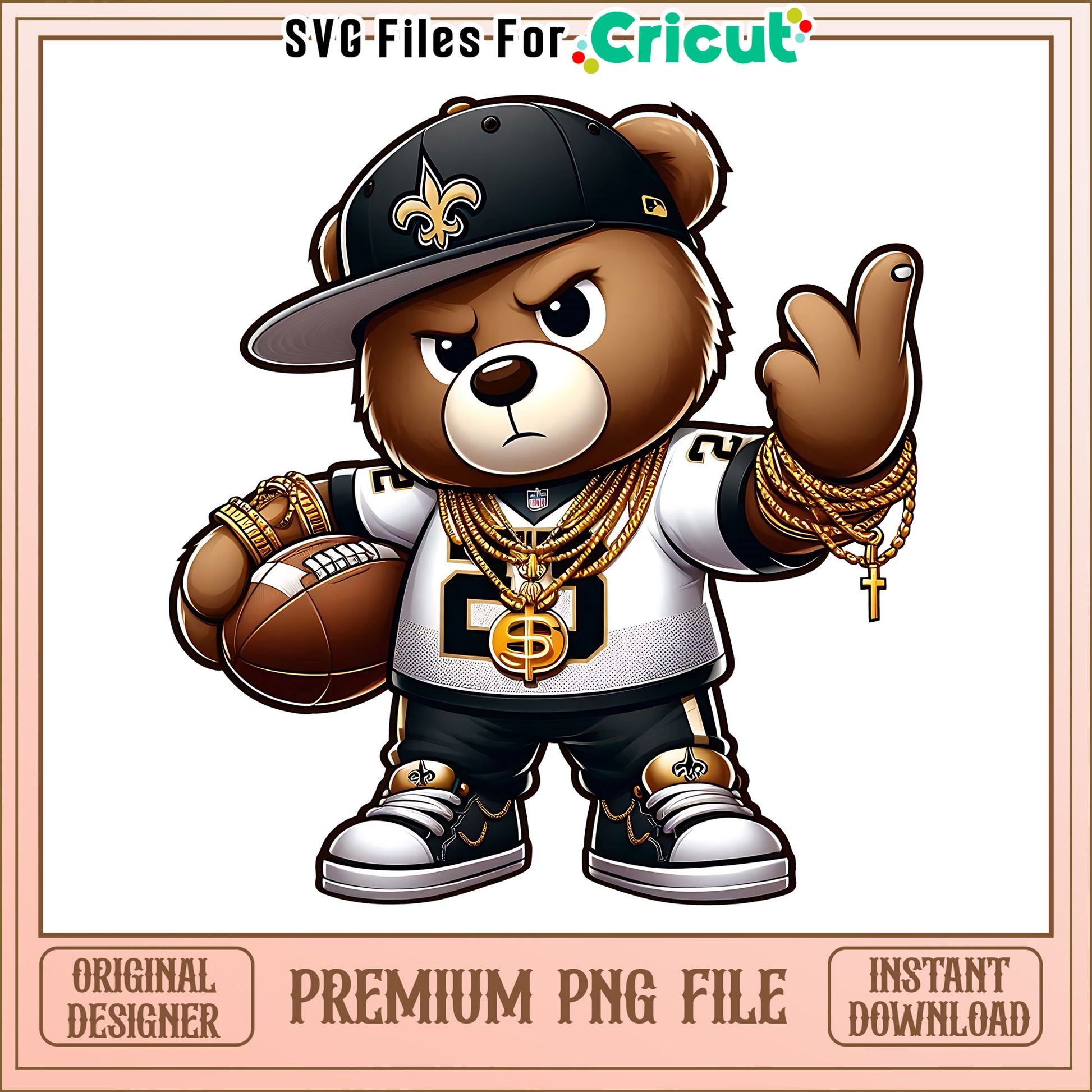 Teddy bear nfl team Saints png, New Orleans Saints png, NFL png