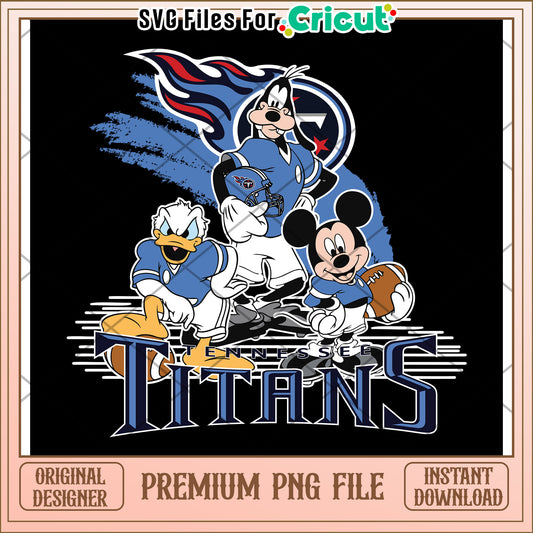 Tennessee Titans Disney Characters PNG Design, Instant Download File