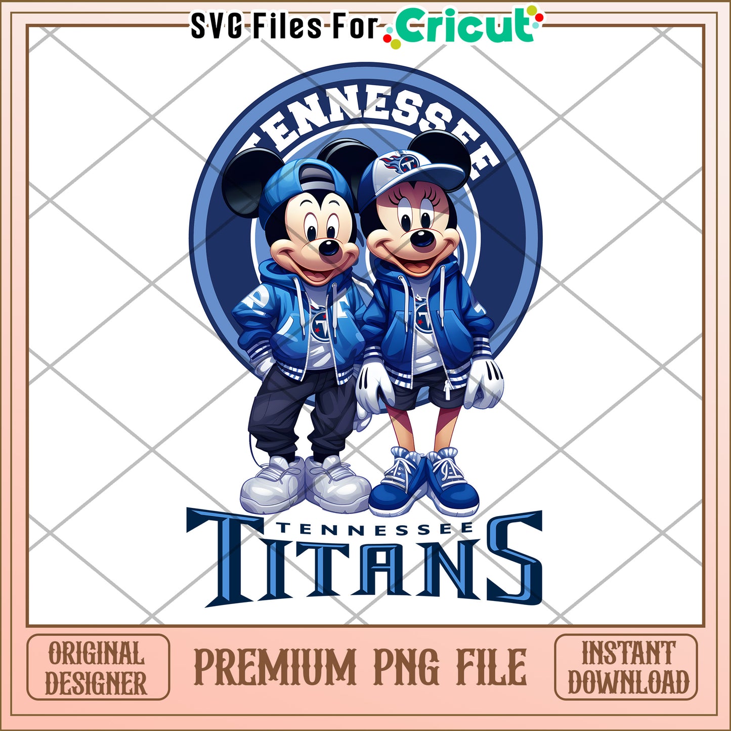 Tennessee Titans Mickey and Minnie Mouse PNG file, perfect for crafting