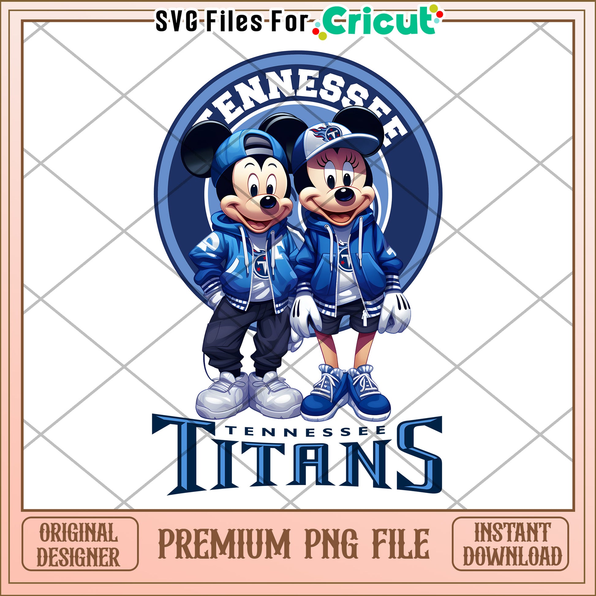 Tennessee Titans Mickey and Minnie Mouse PNG file, perfect for crafting
