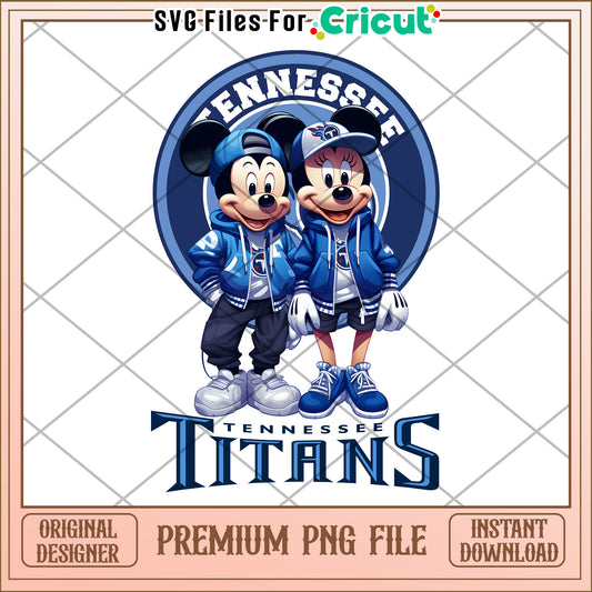 Tennessee Titans Mickey and Minnie Mouse PNG file, perfect for crafting