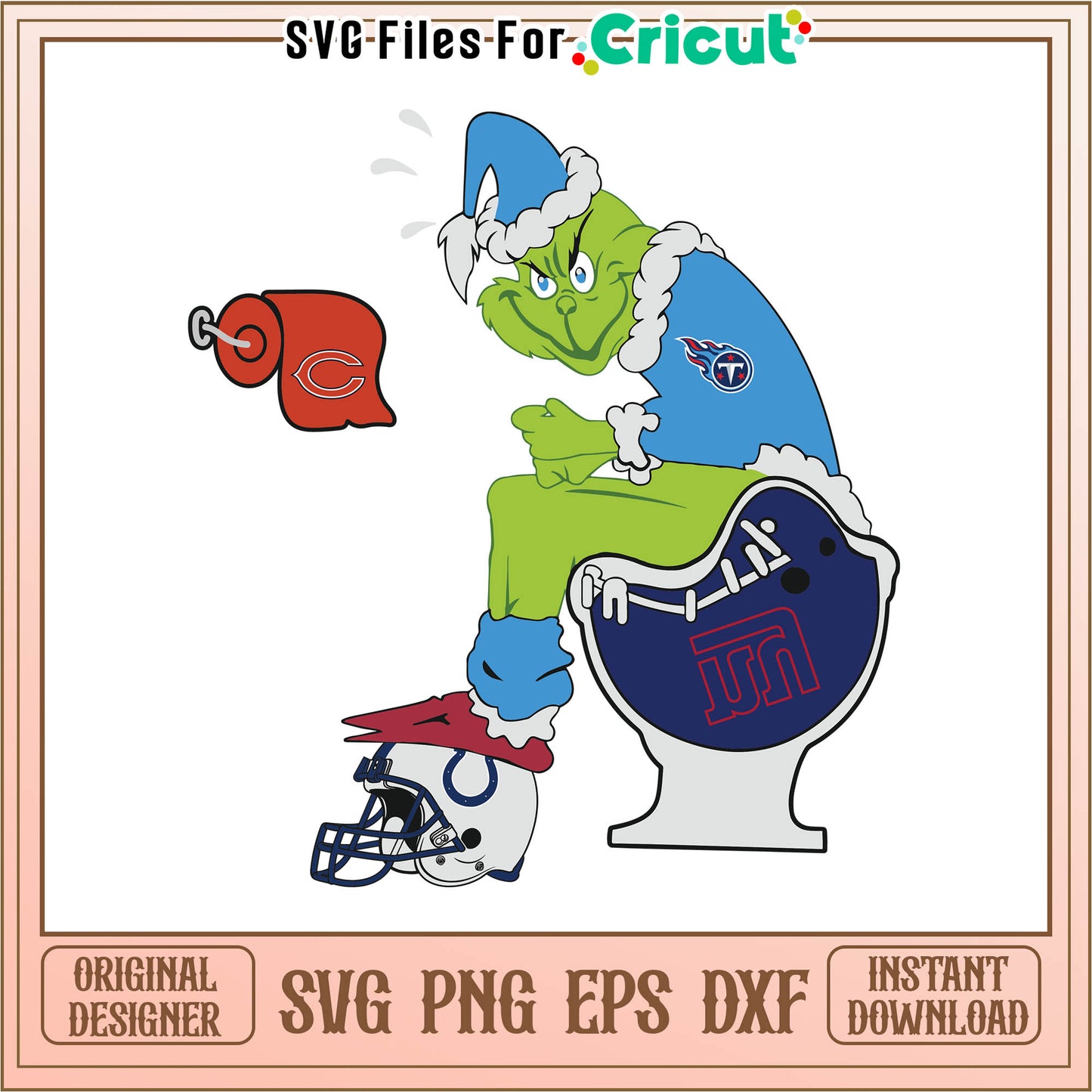 Tennessee titans funny grinch football svg, grinch funny face svg