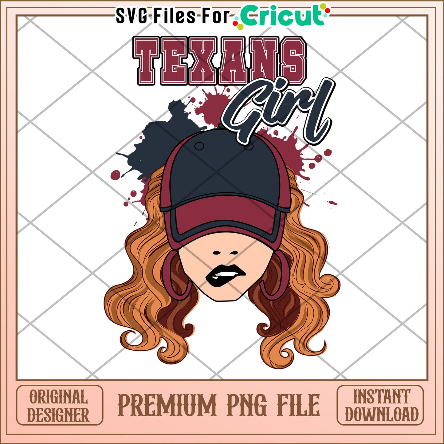 Texans Girl Graphic Design, Premium PNG File for Cricut Use