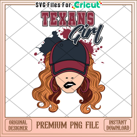 Texans Girl Graphic Design, Premium PNG File for Cricut Use