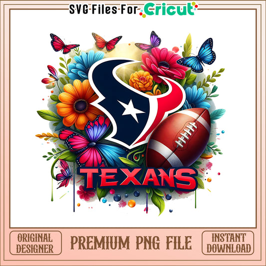 Texans logo vintage flower png, Houston Texans png, NFL png