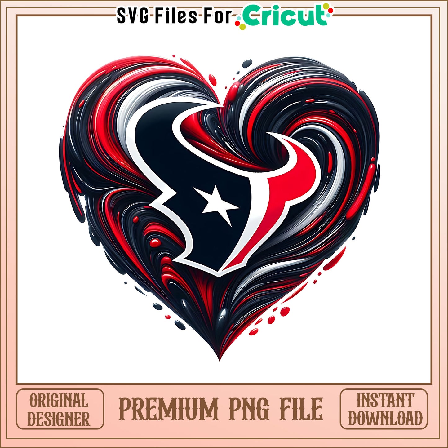Texans logo vintage heart png, Houston Texanspng, NFL png