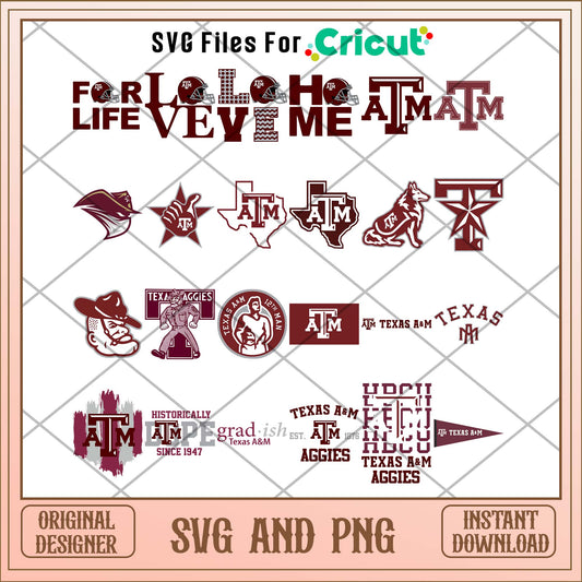 Texas A&M svg, Texas A&M football svg bundle, NCAA svg