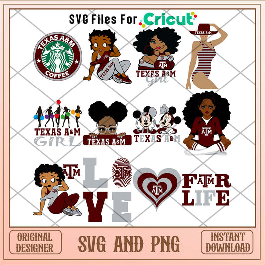 Texas A&M girl svg, Texas A&M football svg bundle, NCAA svg