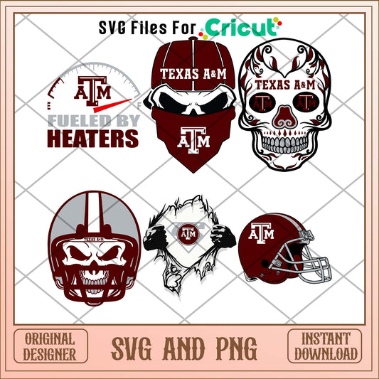 Texas A&M skull svg, Texas A&M football svg bundle, NCAA svg