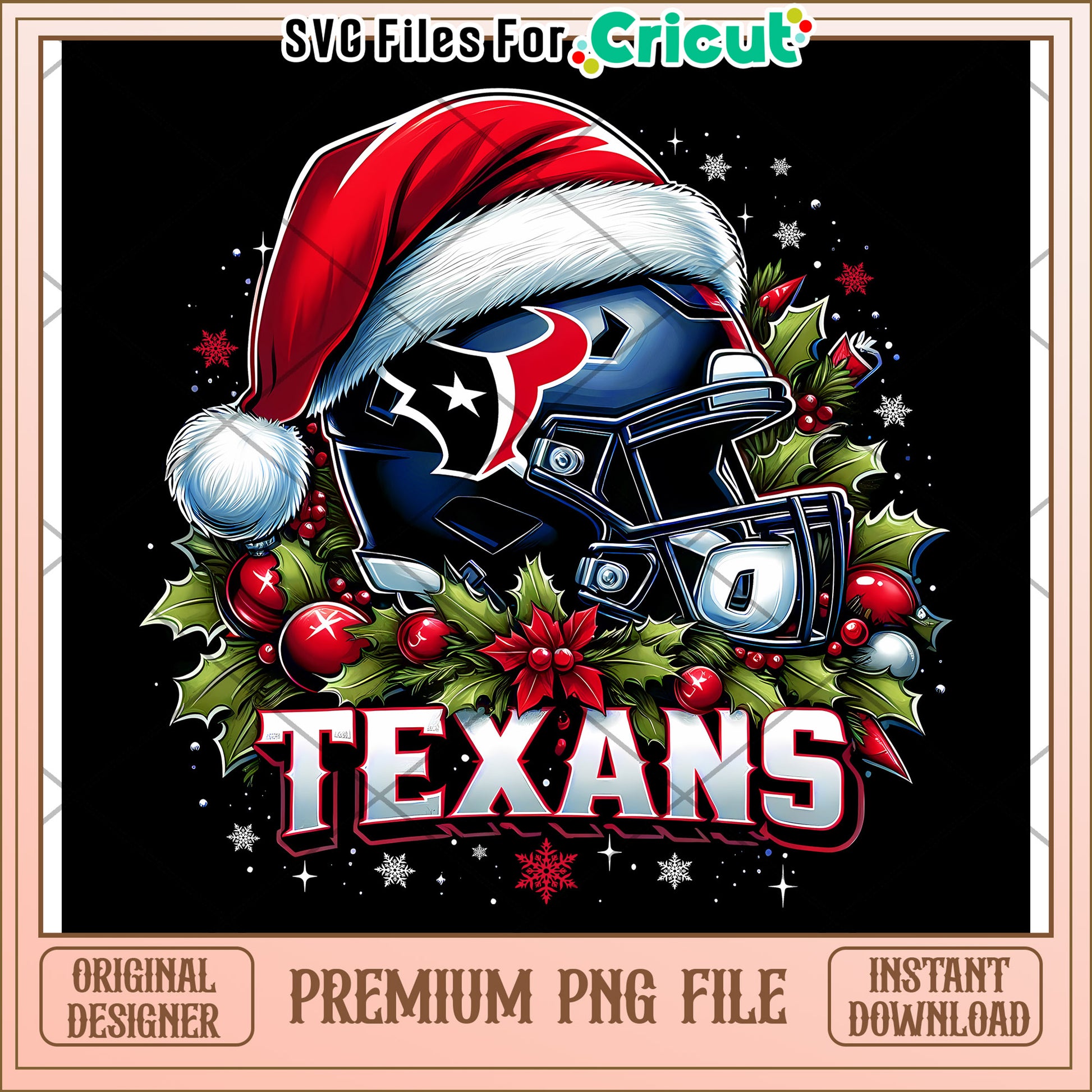 Texas Football Helmet with Santa Hat, Perfect for Holiday Decor