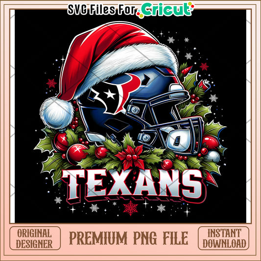 Texas Football Helmet with Santa Hat, Perfect for Holiday Decor
