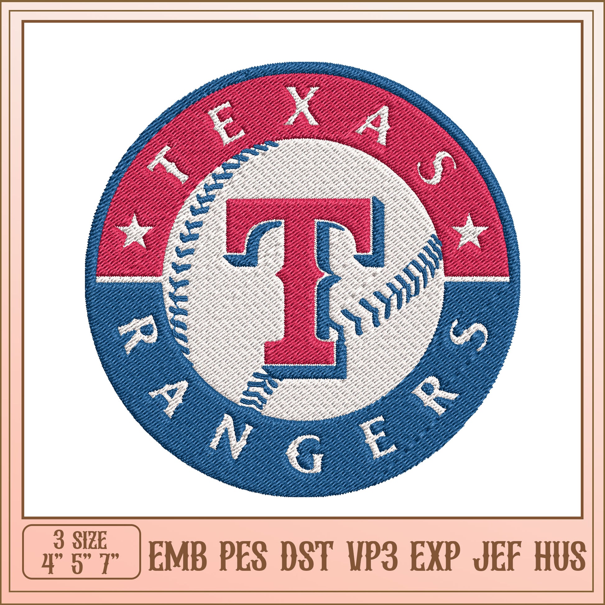Texas Rangers Embroidery Design