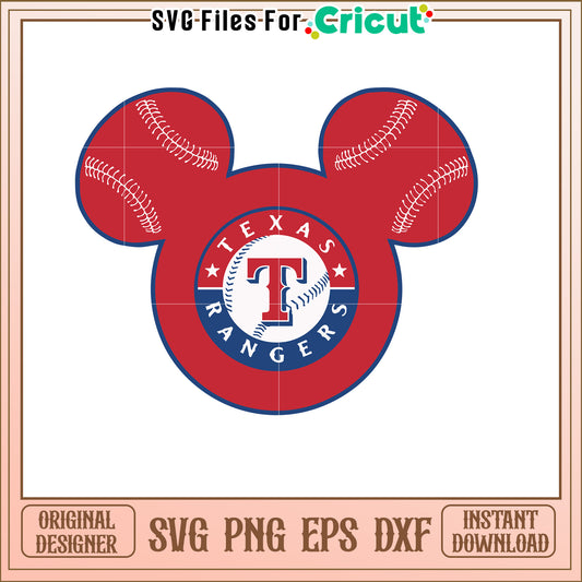 Texas Rangers Mickey Mouse SVG