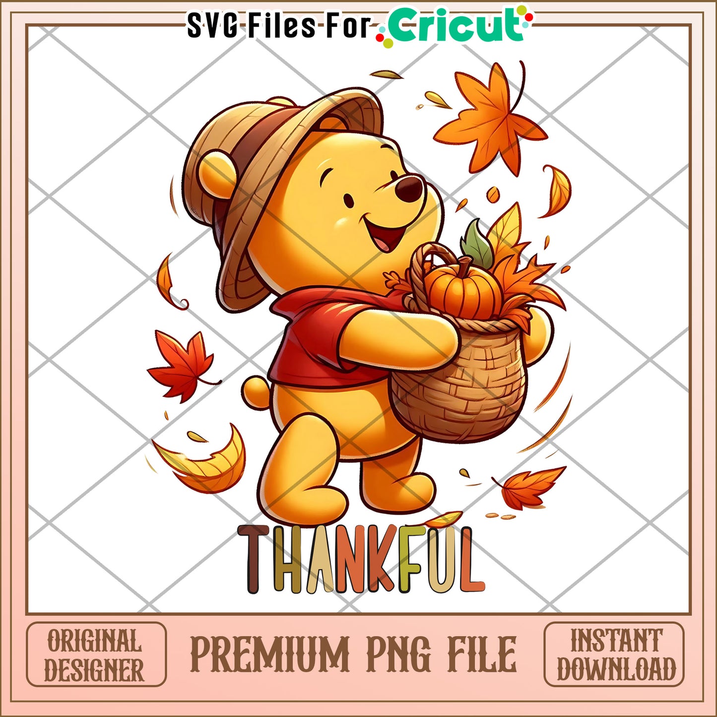 Thankful pooh png, halloween season png, winnie the pooh png