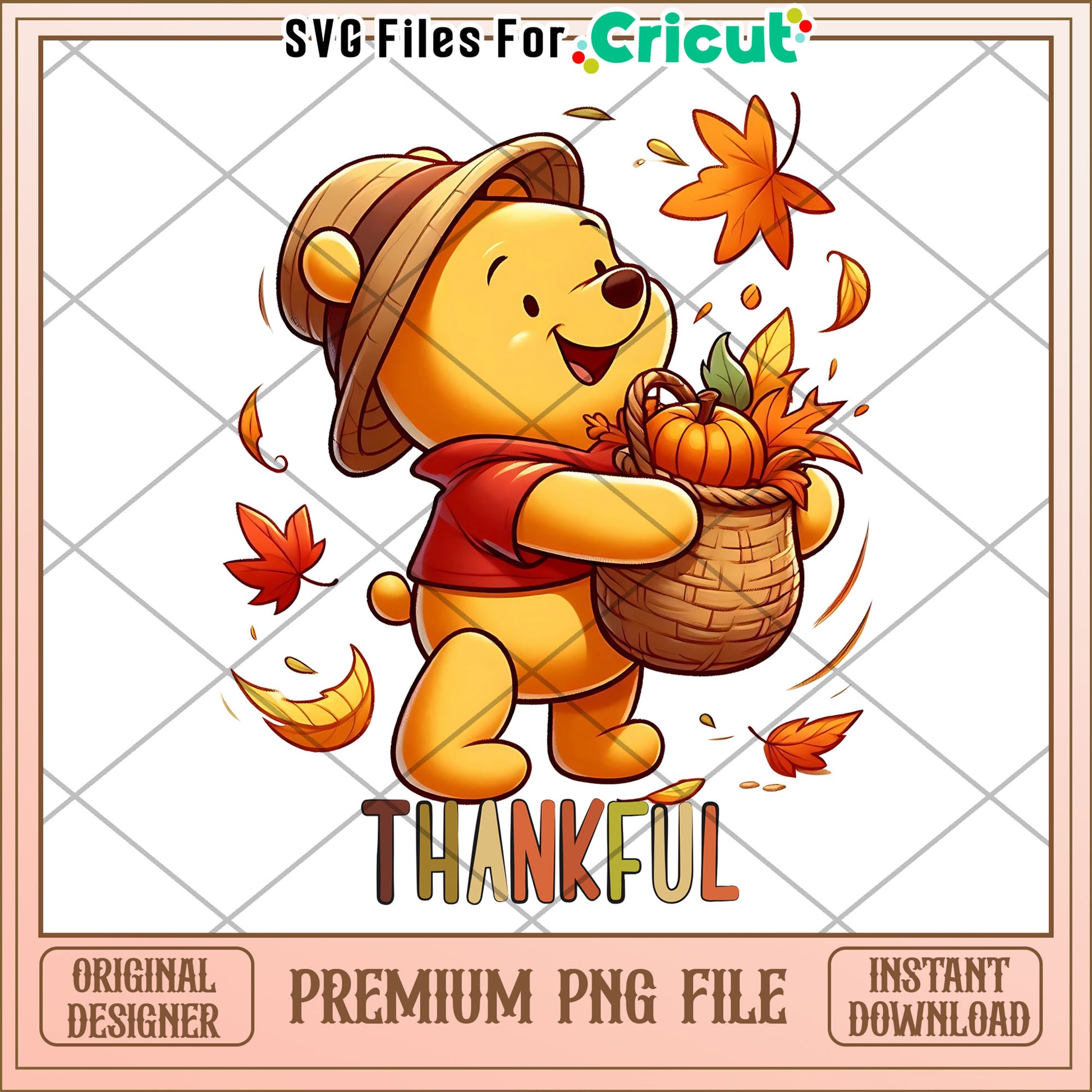 Thankful pooh png, halloween season png, winnie the pooh png