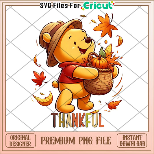 Thankful pooh png, halloween season png, winnie the pooh png