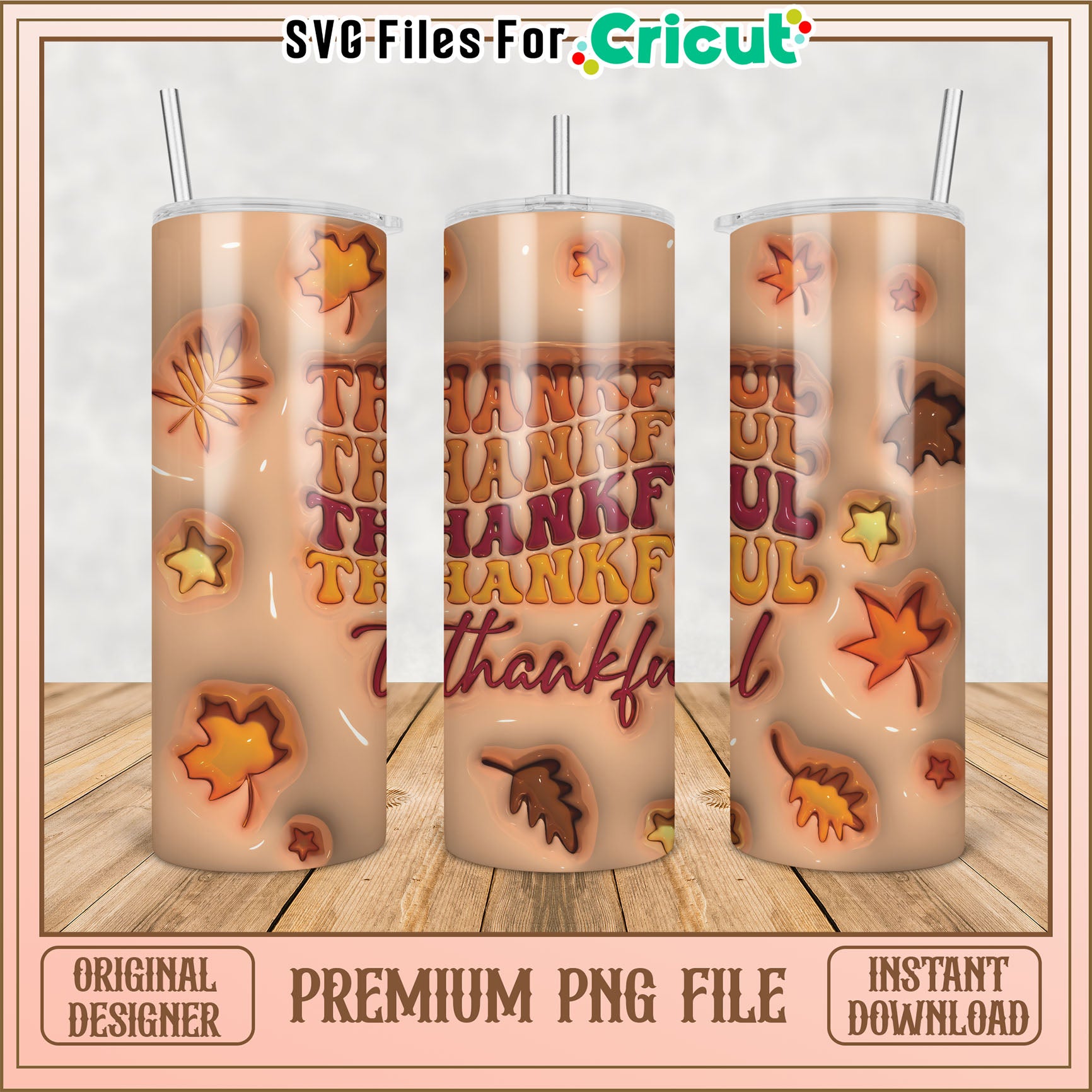 Thanksgiving Tumbler PNG Sublimation Design