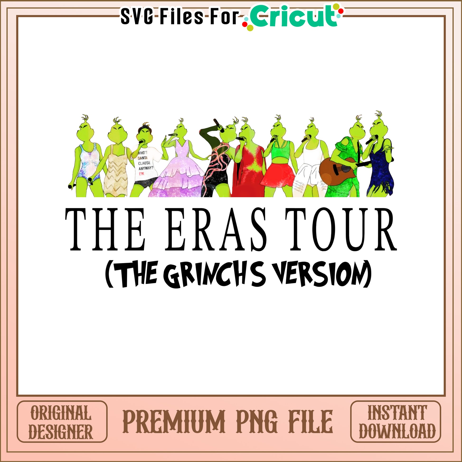 The Eras Tour Grinch PNG Download, Fun Holiday Decor Design