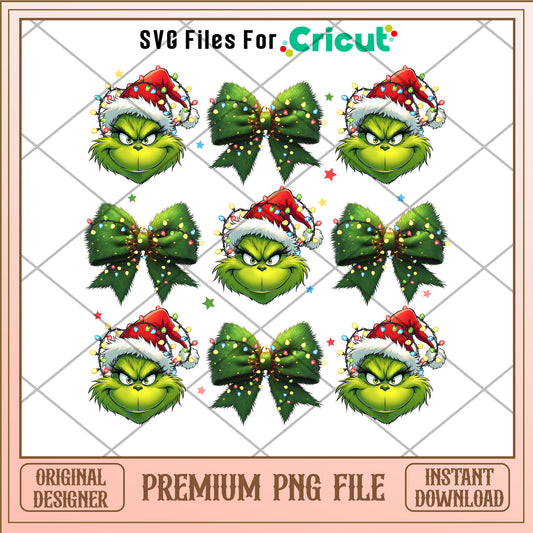 The Grinch and christmas bow png, the Grinch png, christmas png