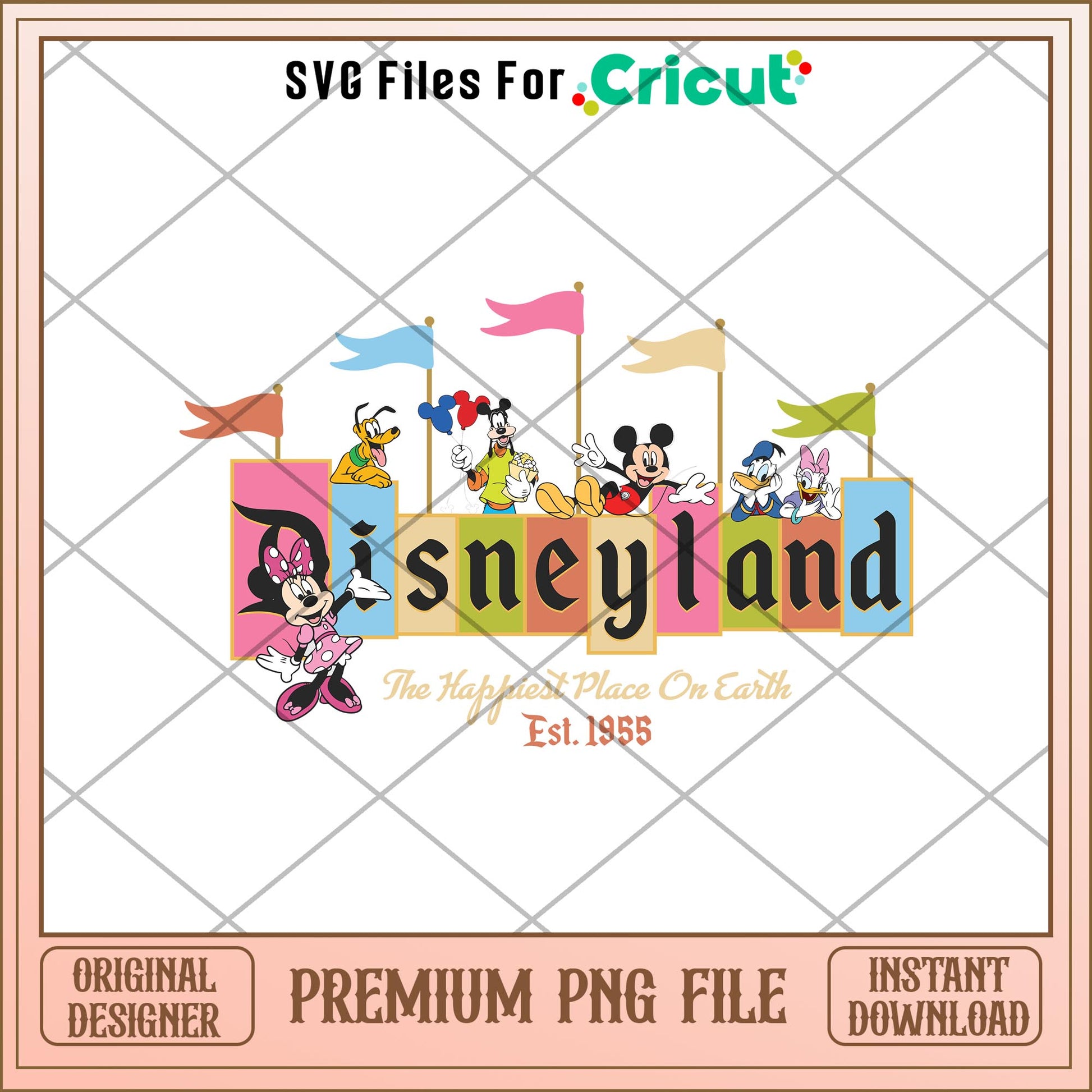 The Happiest Place On Earth Est 1955 Png, Disney characters png, Digital Download