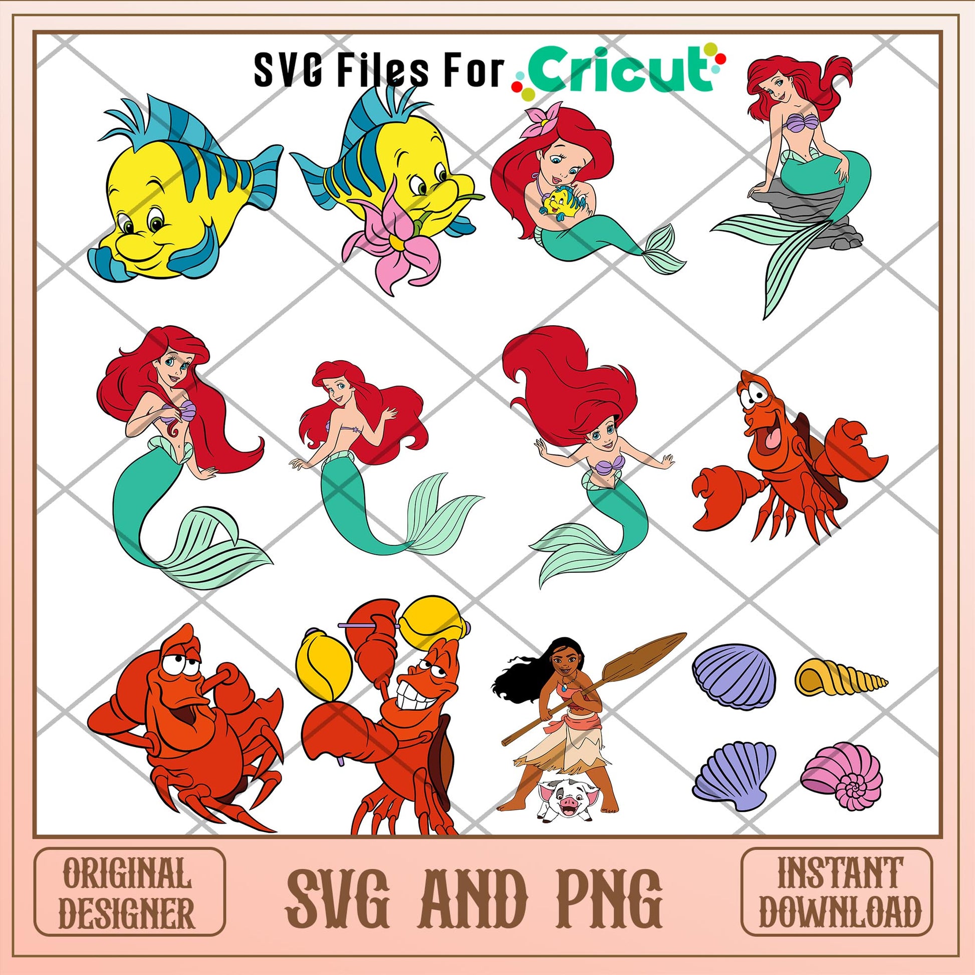 The Little Mermaid movie character SVG bundle for cricut